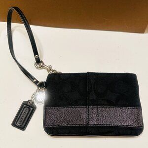 COACH Vintage Legacy 65th Ann Black and Silver Signature Canvas Zipper Wristlet